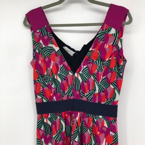 Tory Burch Tulip Augustina Pink Red Sleeveless Tie Back Dress - Picture 5 of 16